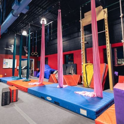 a studio for aerial classes for kids at a ninja fit gym near me
